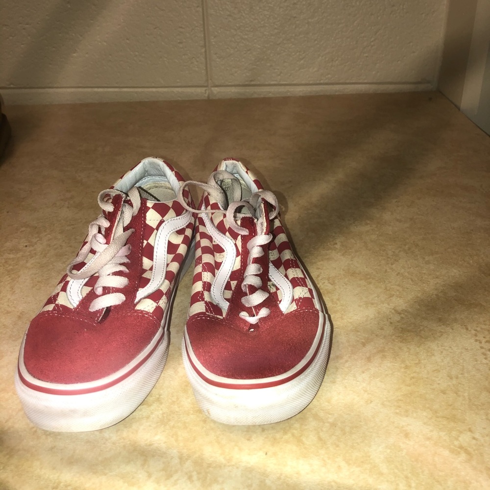 Red checkerboard vans